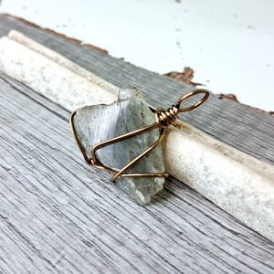 Artisan Bronze Wire-Wrapped Labradorite Crystal Pendant